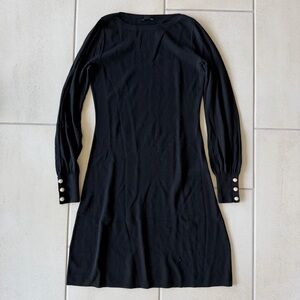 Ann Taylor Black Long Sleeve Dress with Button Cuffs - XS